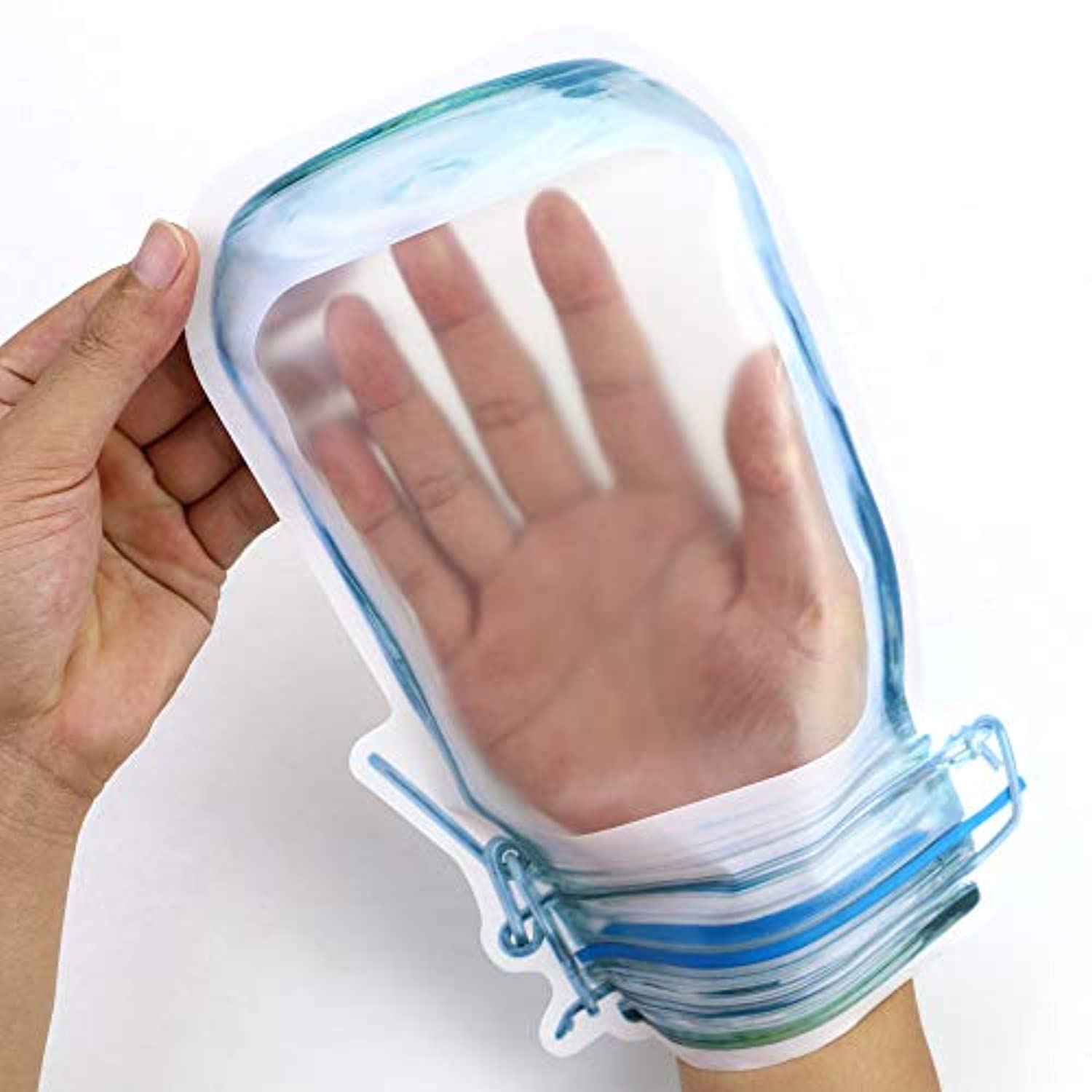 Fireboomoon 30 PCS Multi-Size Mason Jar Pattern Zipper Bags - Reusable, Airtight, Leak-Proof for Food Storage