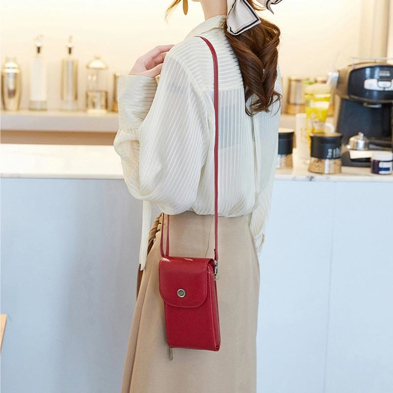 Large Capacity Genuine Leather Crossbody Phone Bag for Women