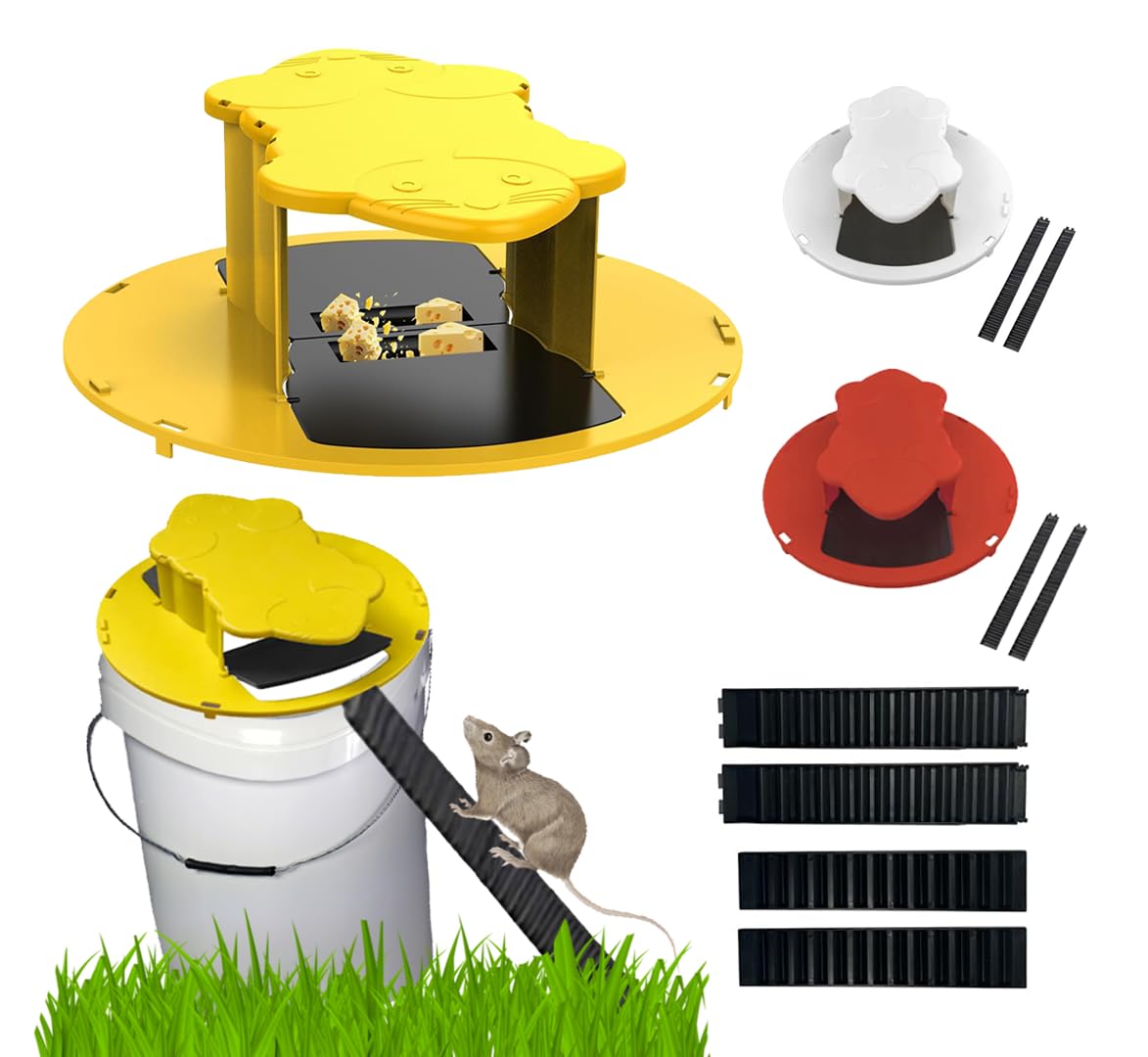 Mouse Trap Bucket Lid - Auto Reset, Flip & Slide Rat Bucket Trap, Humane Solution for Indoor/Outdoor Use, Fits 5 Gallon Buckets