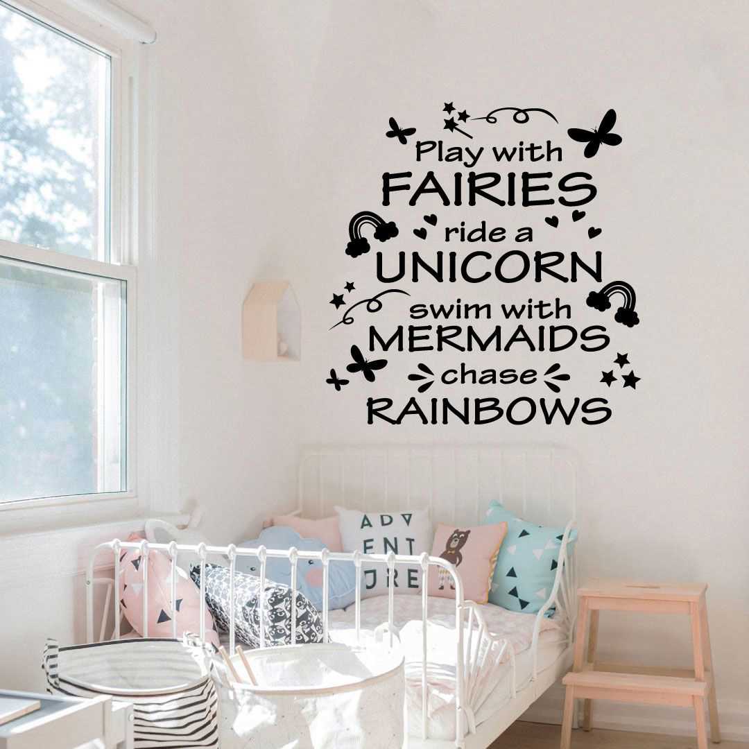 Inspirational Quote Vinyl Wall Sticker Decal - Play With Fairies