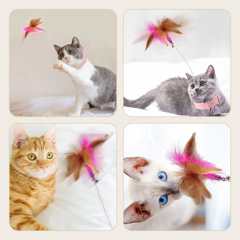 Interactive Cat Toys Funny Feather Teaser Stick with Bell for Kitten Play
