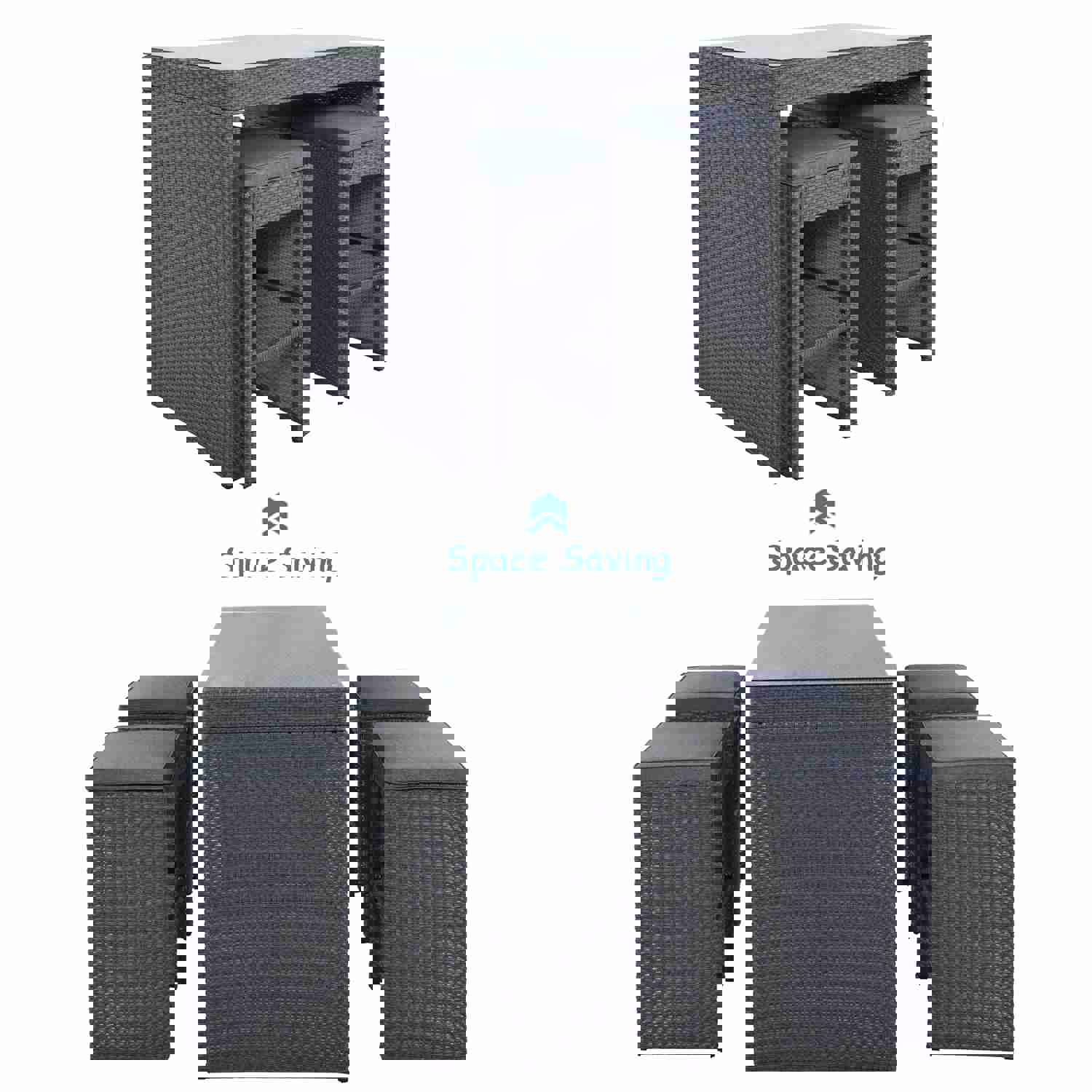 Topmax 5-piece Rattan Outdoor Patio Furniture Set with Gray Cushion and Wicker