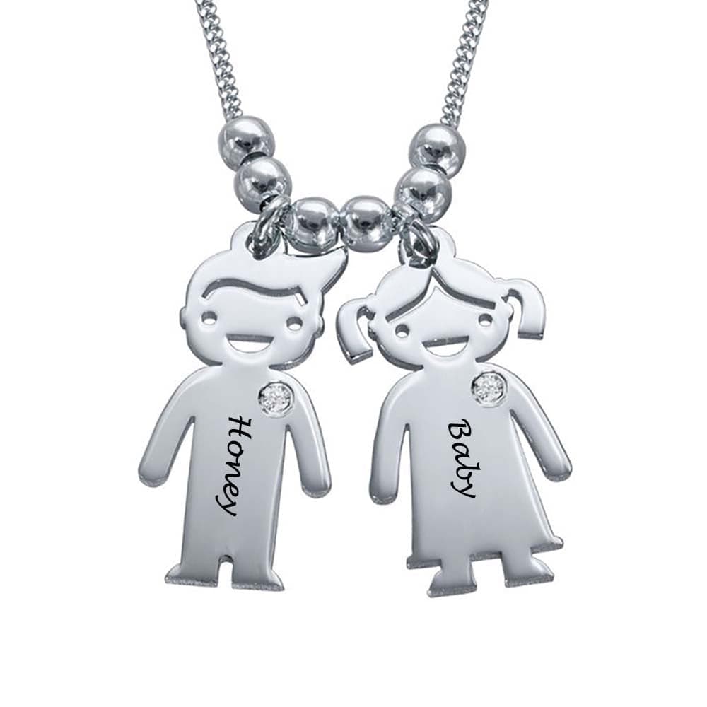 Custom Text Couple Doll Necklace Personalized Silver Name Necklace Jewelry