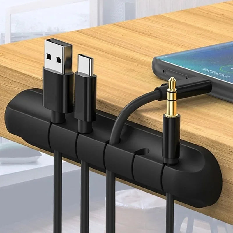 SRline 3/5/7 Clips Cable Winder - Self Adhesive USB Charging Cable Holder for Desk Organization