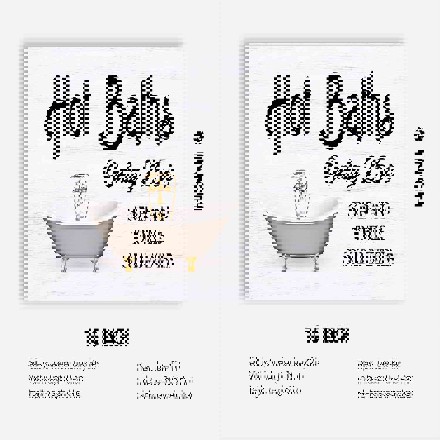 Hot Baths-Only 25 Cents-Fun Vintage Bathroom Sign -10 x 8 Country Rustic Wall Art -Ready to Frame