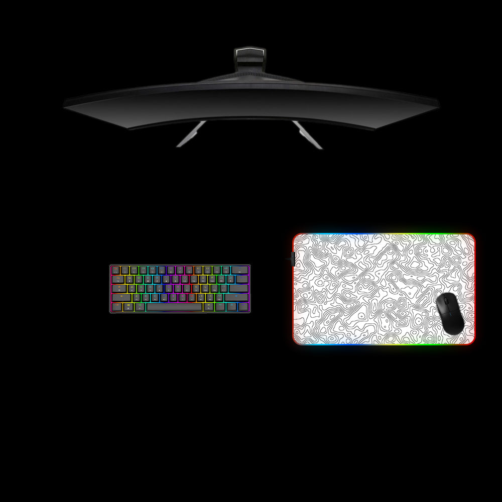 Abstract Terrain Design RGB Gaming Mouse Pad with LED Strip for Enhanced Gaming Experience