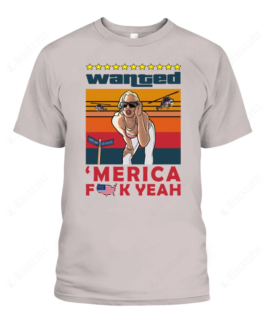 San Andrea Wanted Merica Fuc Yeah Custom Graphic Apparel