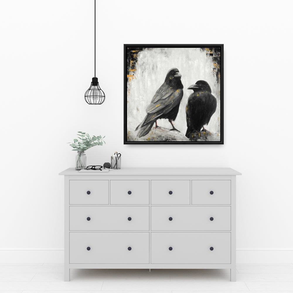 Two Crows Birds Fine Art Gallery Wrapped Canvas 36x36