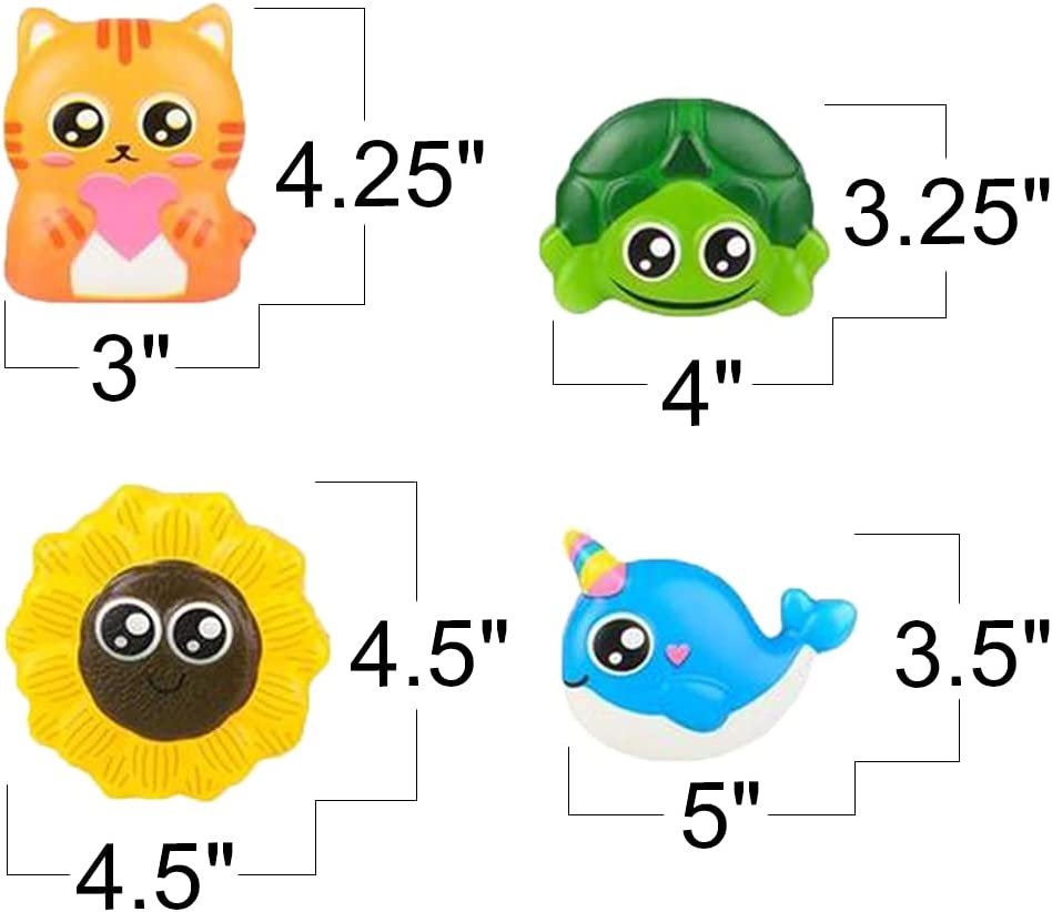 Jumbo Squish Stickers, Set of 12, Slow Rise Kids’ Stickers, Assorted Designs, Children’s Scrapbooking Supplies
