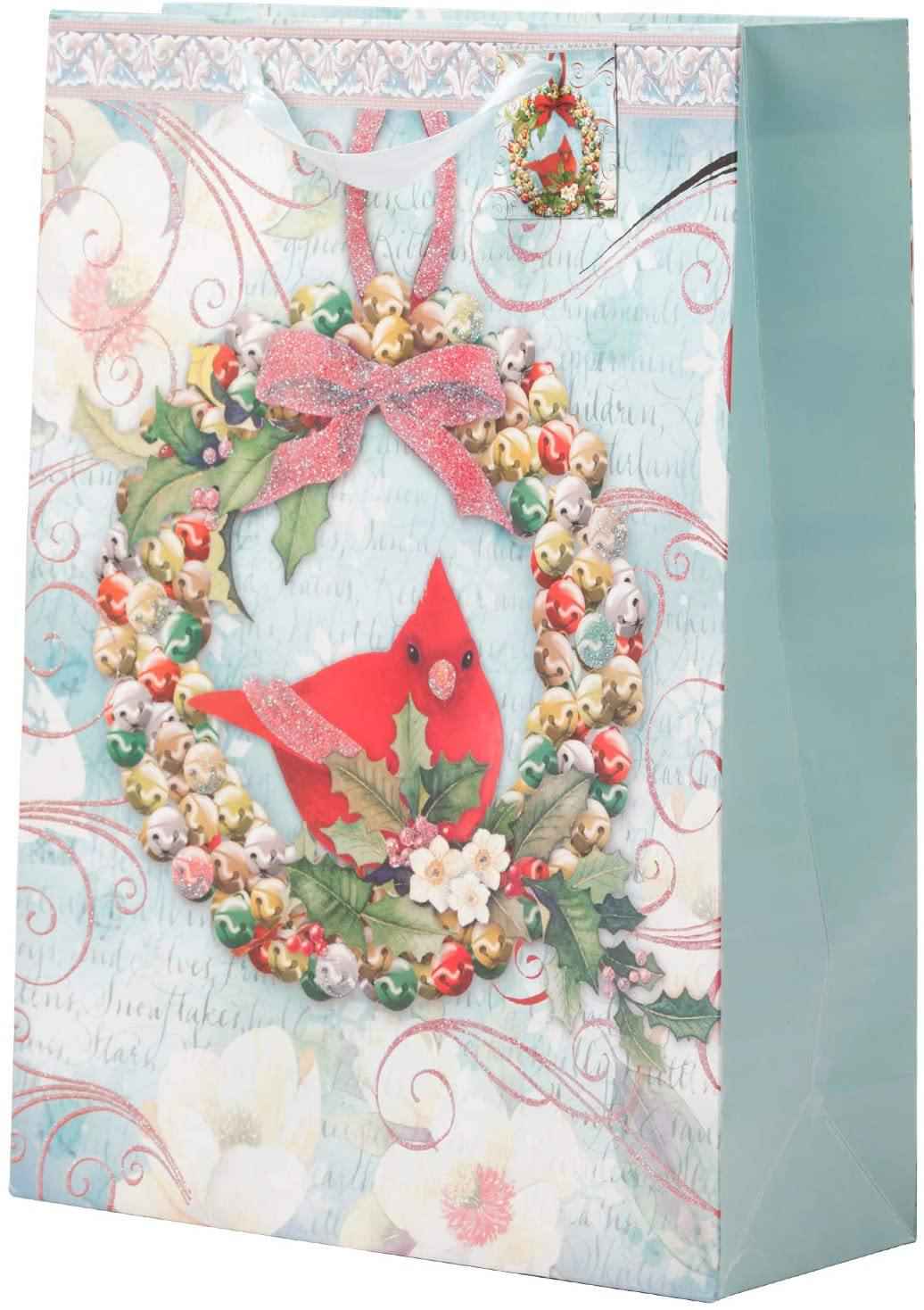 Christmas Paper Gift Bags Bulk Assortment - 12 Count Holiday Themed Gift Bags with Handles (3 Sizes, 4 Patterns)
