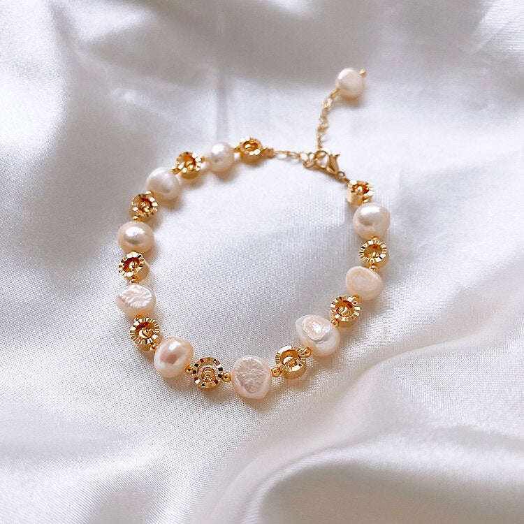 2022 Korea High-end Baroque Natural Freshwater Pearl Adjustable Elegant Bracelet for Women