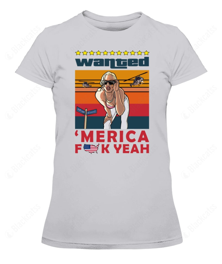 San Andrea Wanted Merica Fuc Yeah Custom Graphic Apparel