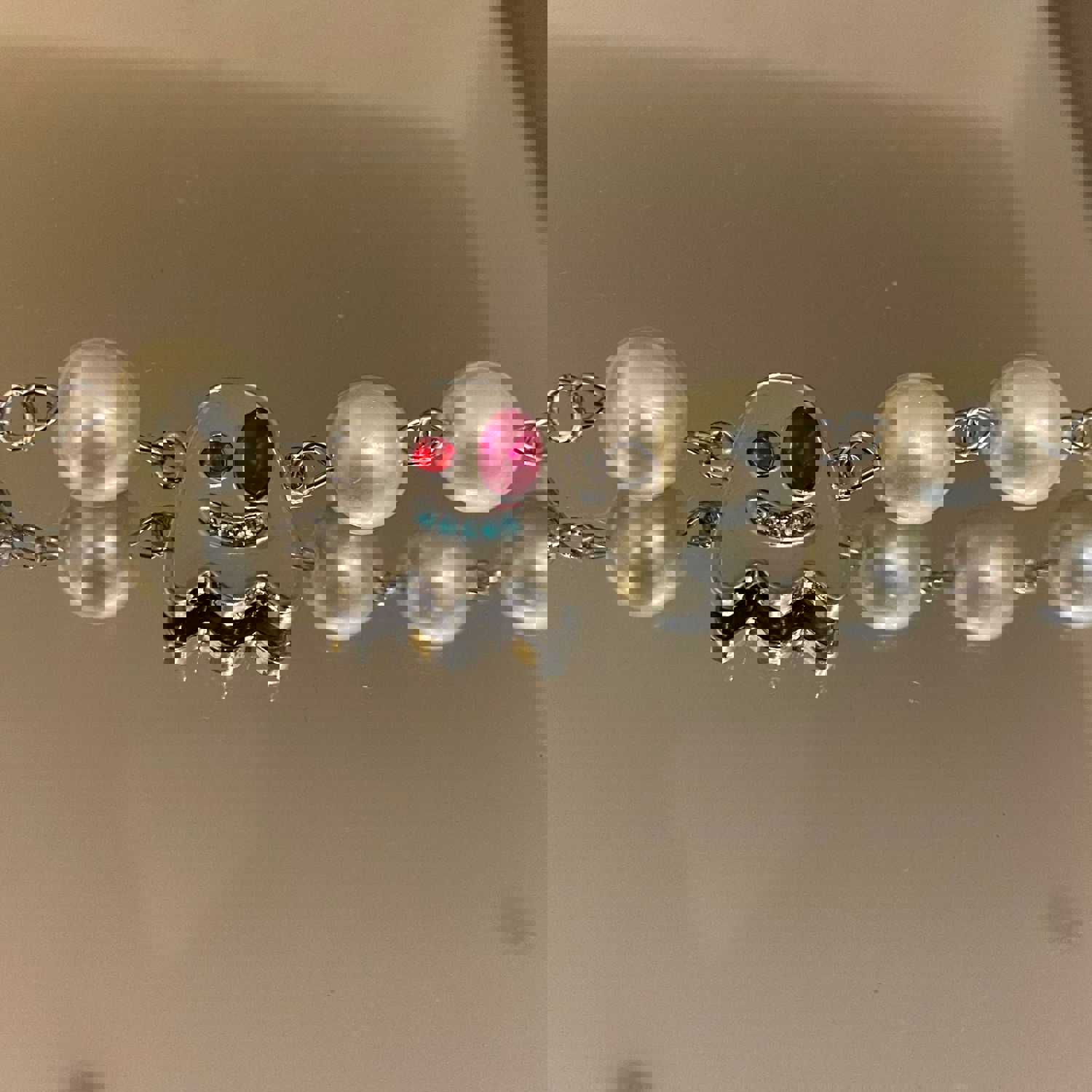 Halloween Funny Ghost Necklaces Scary Creative Pearl Crystals Cactus Pendant Short Clavicle Chain Womens Accessories