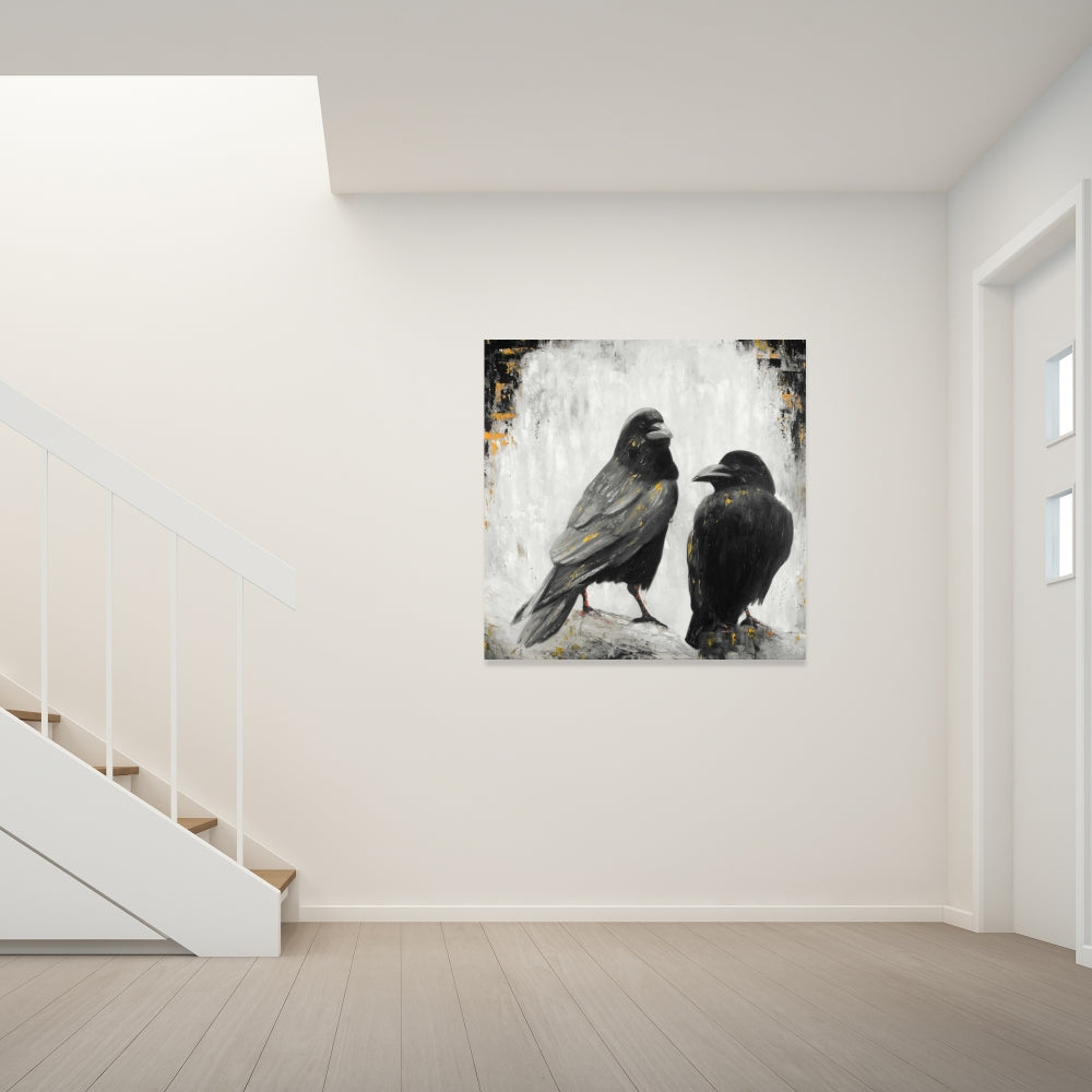 Two Crows Birds Fine Art Gallery Wrapped Canvas 36x36
