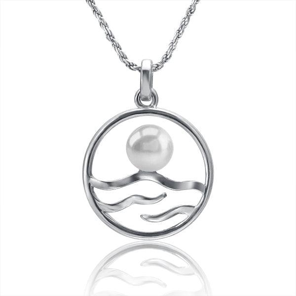 Pearl Ocean Horizon Pendant - 925 Sterling Silver with Freshwater & Tahitian Pearl