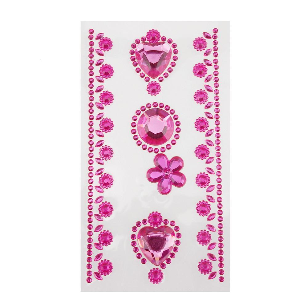 Self-Adhesive Rhinestone Stickers - Circle, Flower, Hearts (6-count)