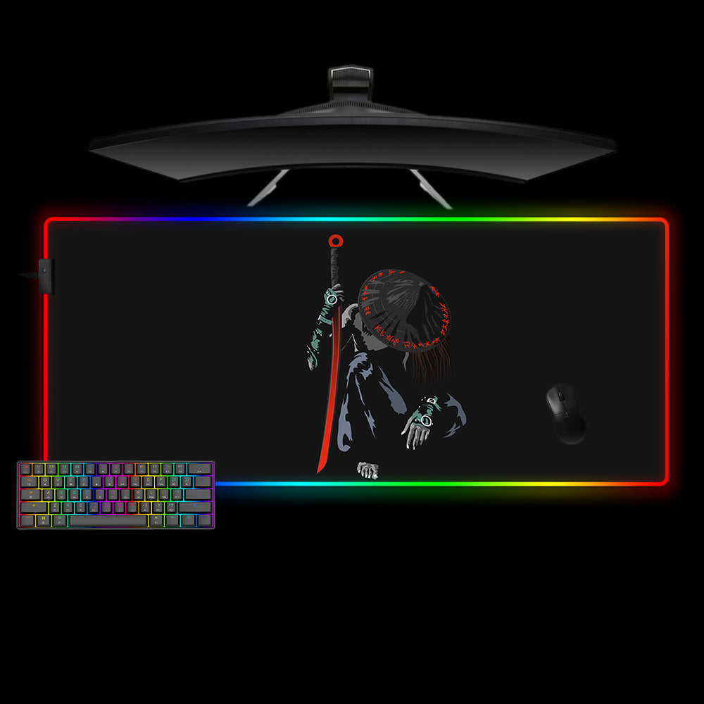 Samurai Kneel Design RGB Gaming Mouse Pad with LED Strip - M-XXL Size