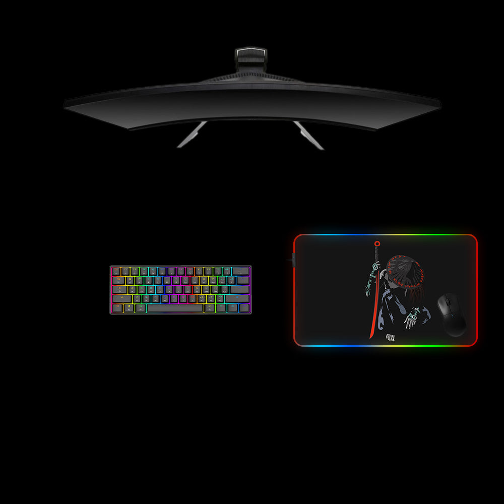 Samurai Kneel Design RGB Gaming Mouse Pad with LED Strip - M-XXL Size