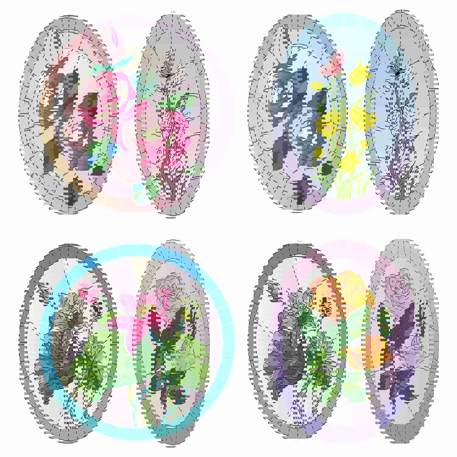 Craspire PVC Window Sticker Set - Flower Pattern, 16x16cm, 8pcs