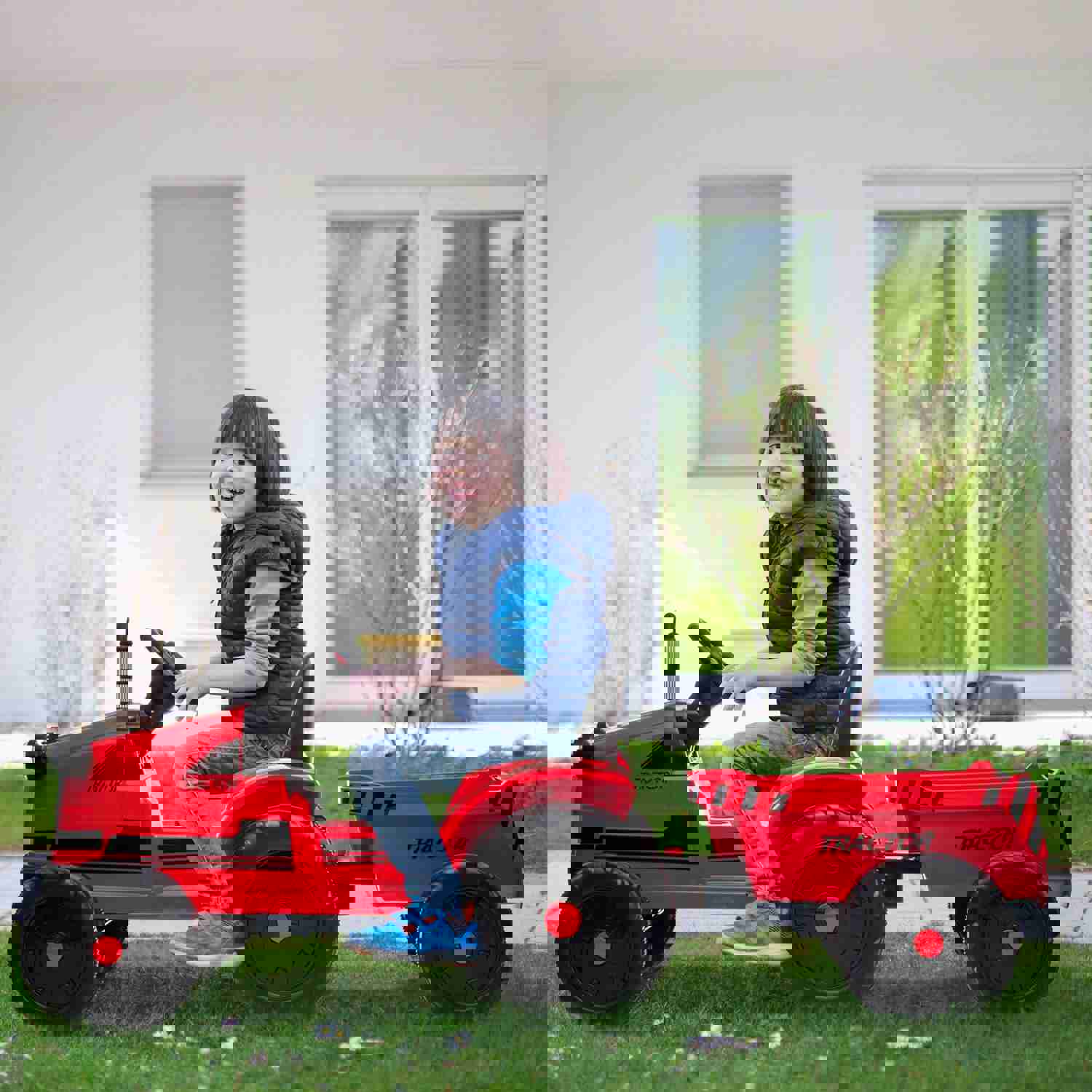 3-Gear-Shift Ground Loader Ride-On Tractor with Trailer and LED Lights - Ultimate Power Wheels Toy for Kids