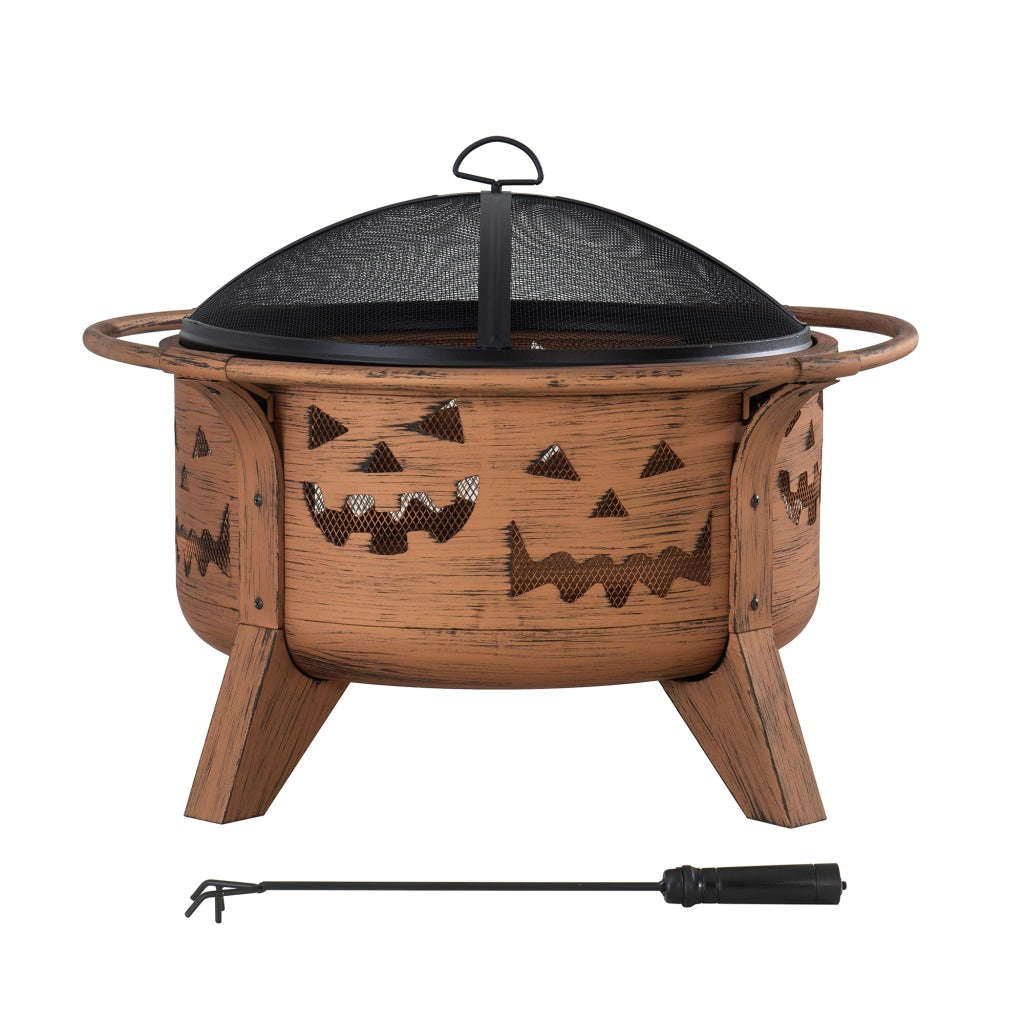 Sunjoy 30 in. Outdoor Fire Pit with Spark Screen and Fire Poker
