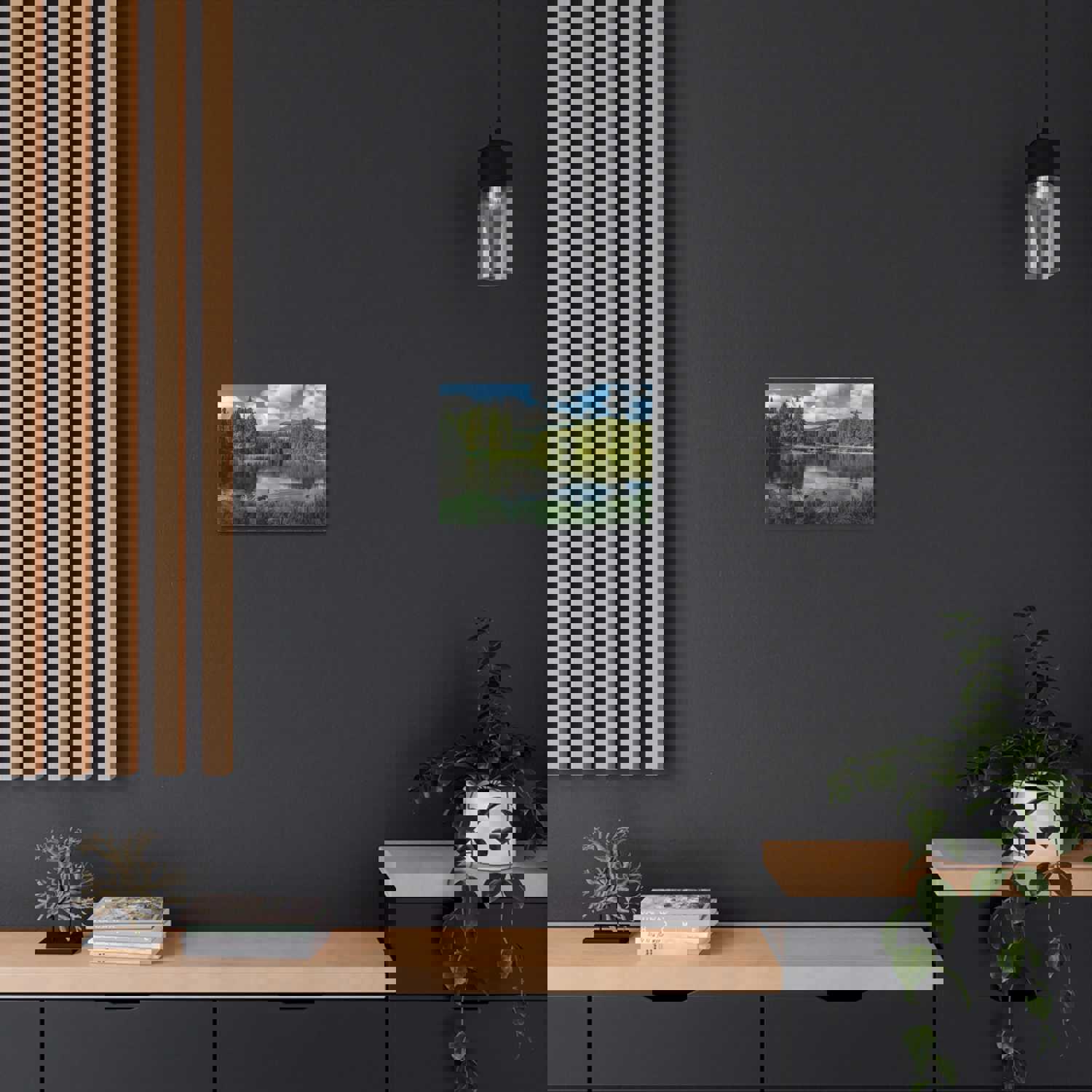 Lake Reflection Green Forest Nature Wilderness Photography Canvas Wall Art