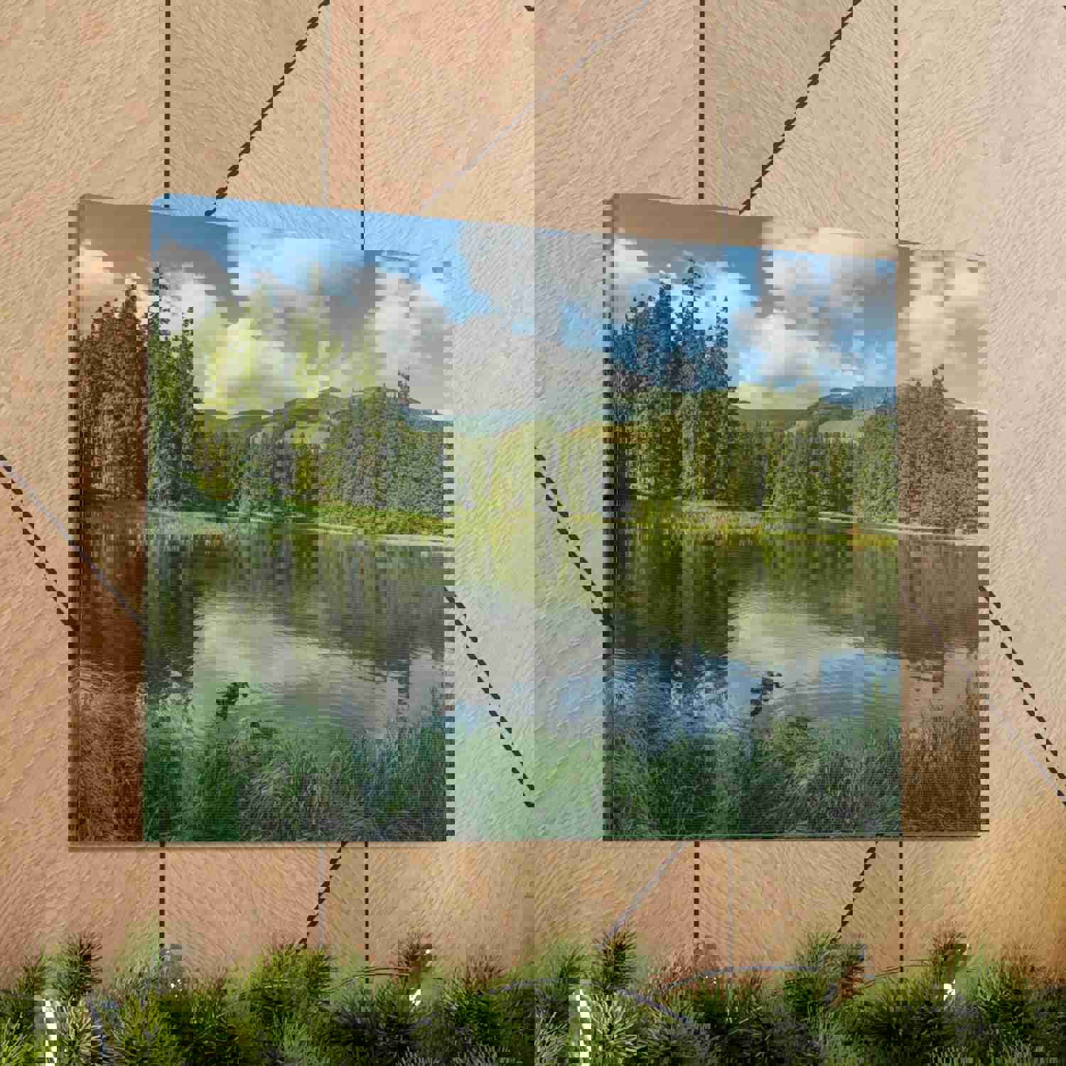 Lake Reflection Green Forest Nature Wilderness Photography Canvas Wall Art