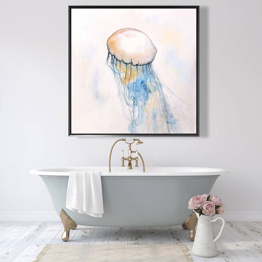 Watercolor Jellyfish Fine Art Gallery Wrapped Canvas 24x36