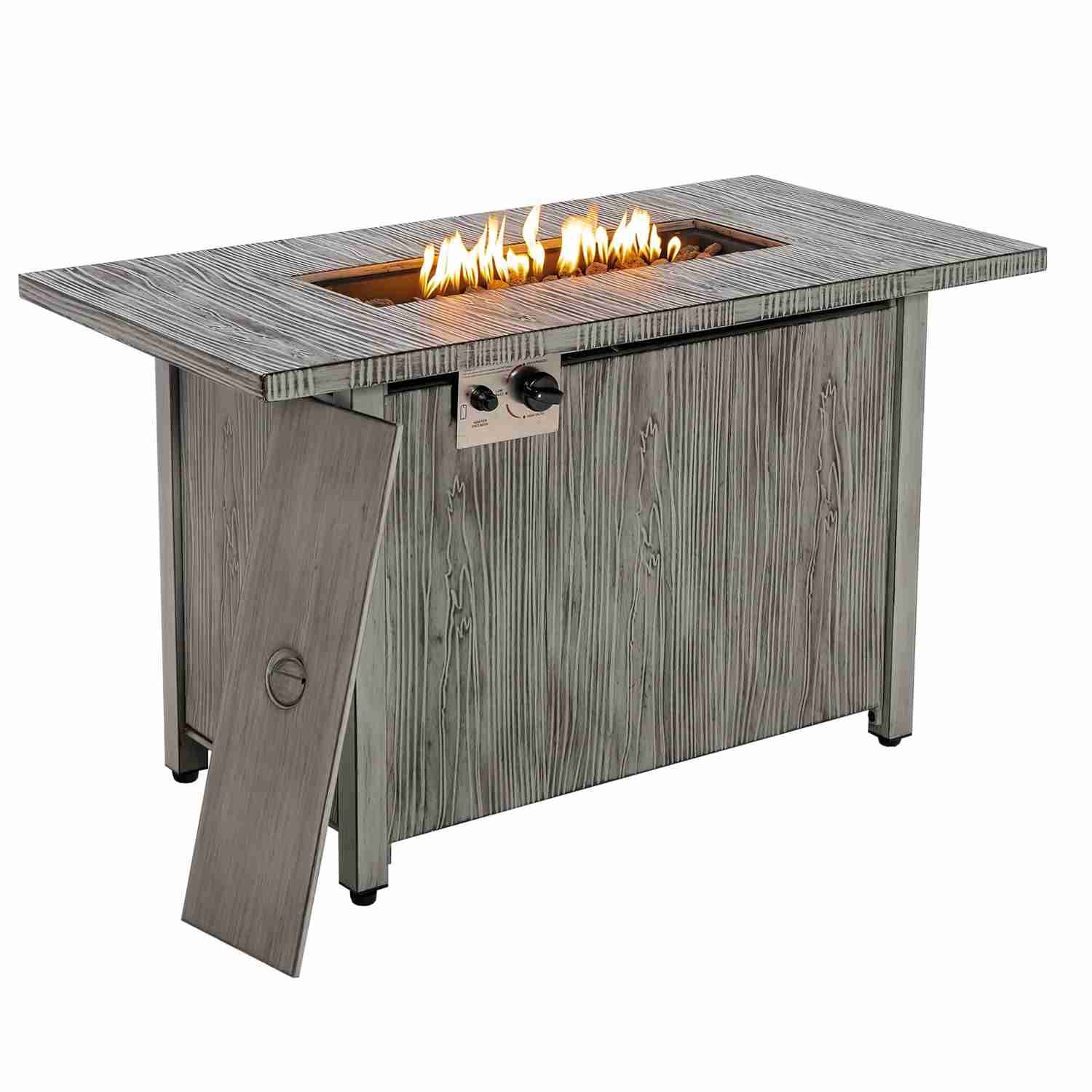 Tangkula 43 Inch Propane Fire Pit Table with Removable Lid, 50,000 BTU Outdoor Gas Fire Table