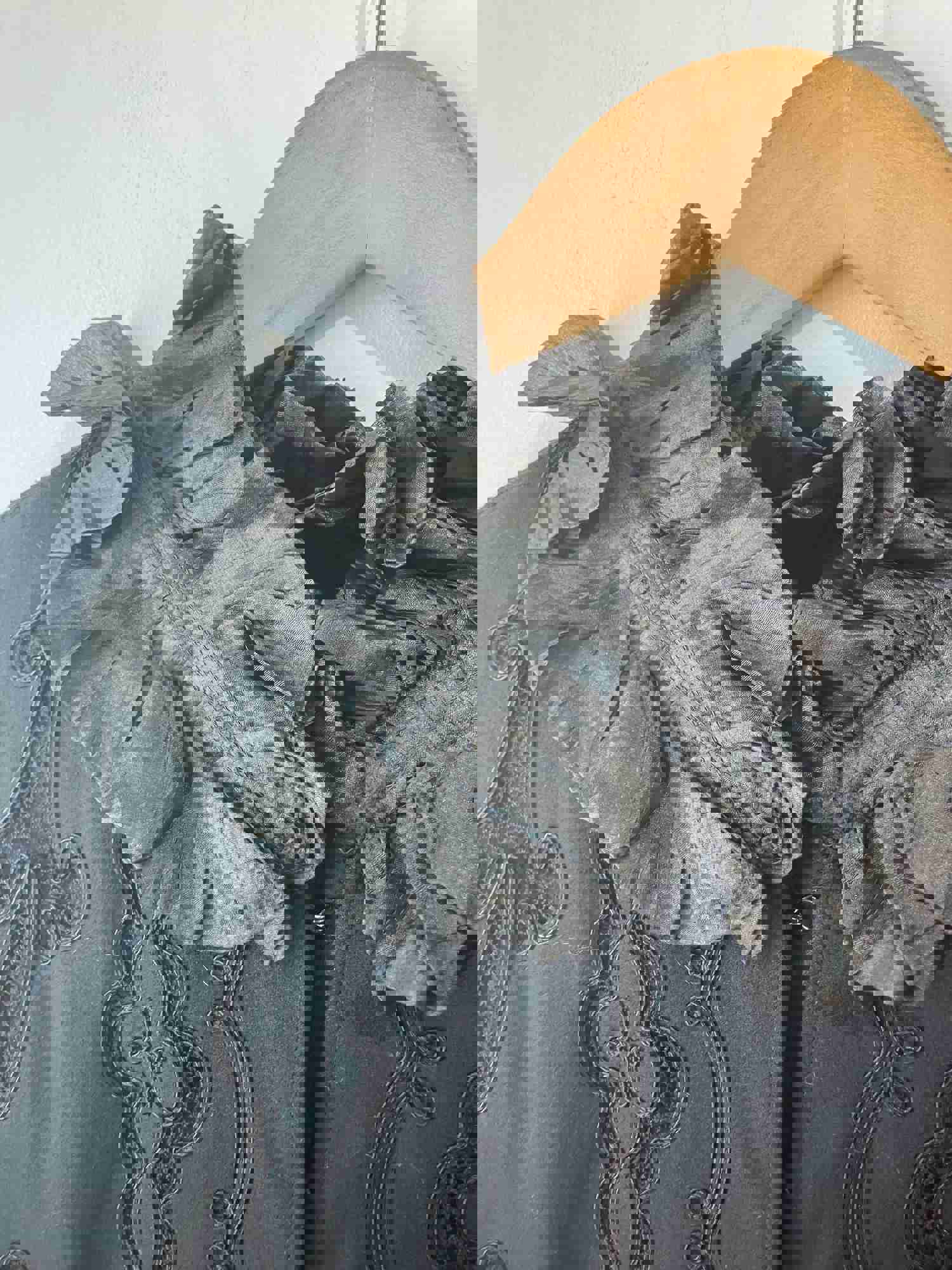 Victorian Black Wool Cape with Ruffled Silk Collar