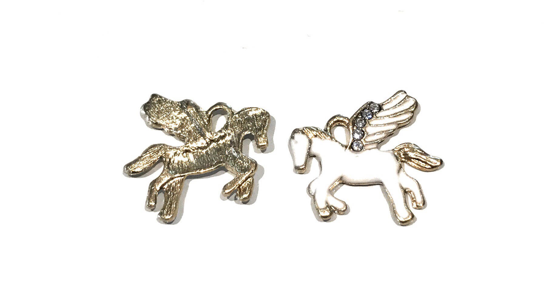 Gold Plated Pegasus Charm with Rhinestone for DIY Jewelry Making