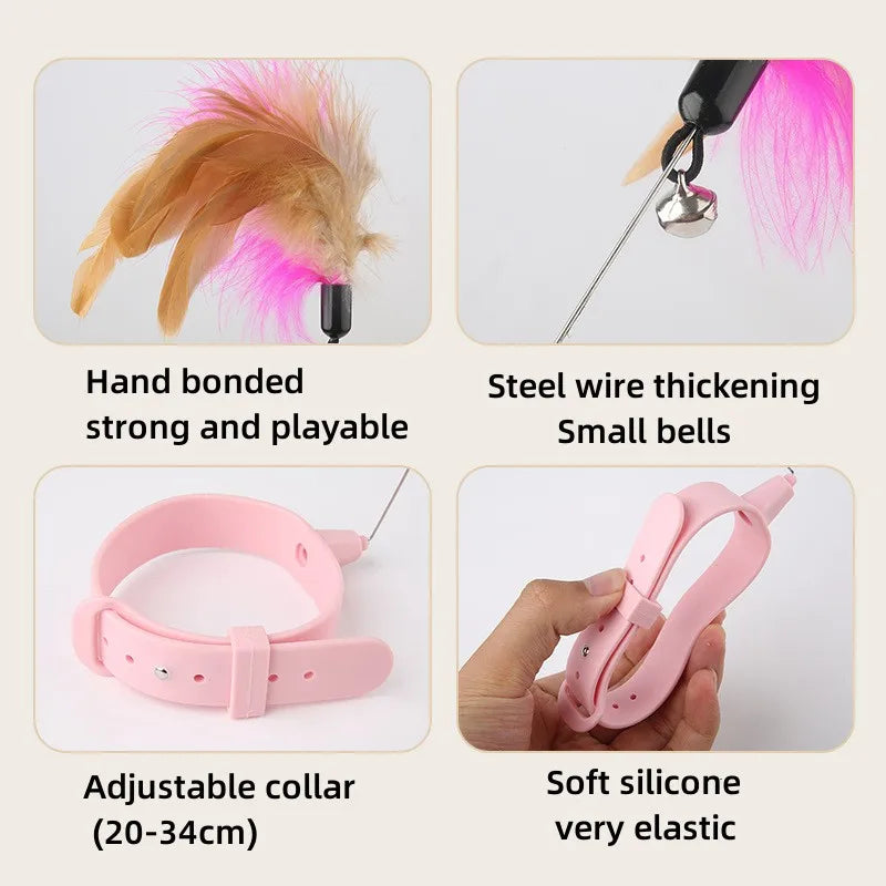 Interactive Cat Toys Funny Feather Teaser Stick with Bell for Kitten Play