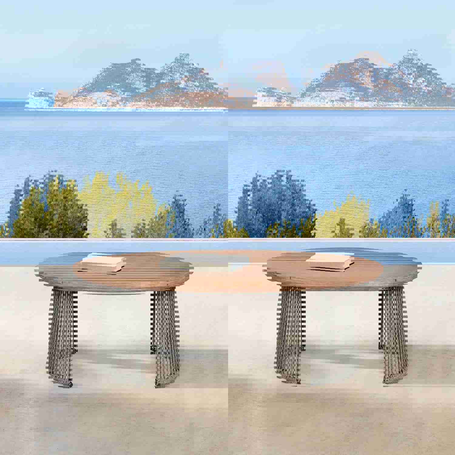 Benicia Outdoor Patio Oval Coffee Table