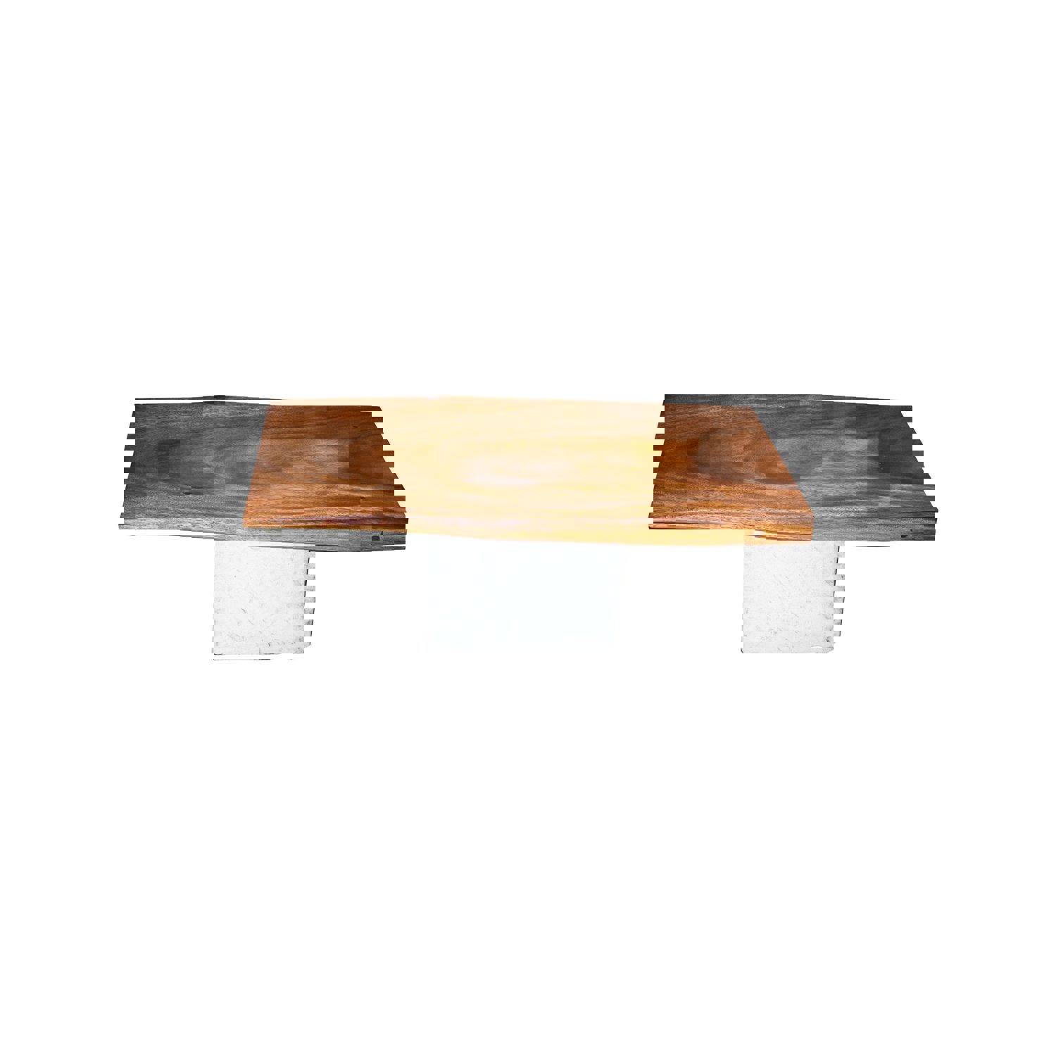 Rectangular Live Edge Coffee Table with Limestone Base
