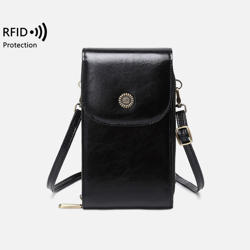 Large Capacity Genuine Leather Crossbody Phone Bag for Women