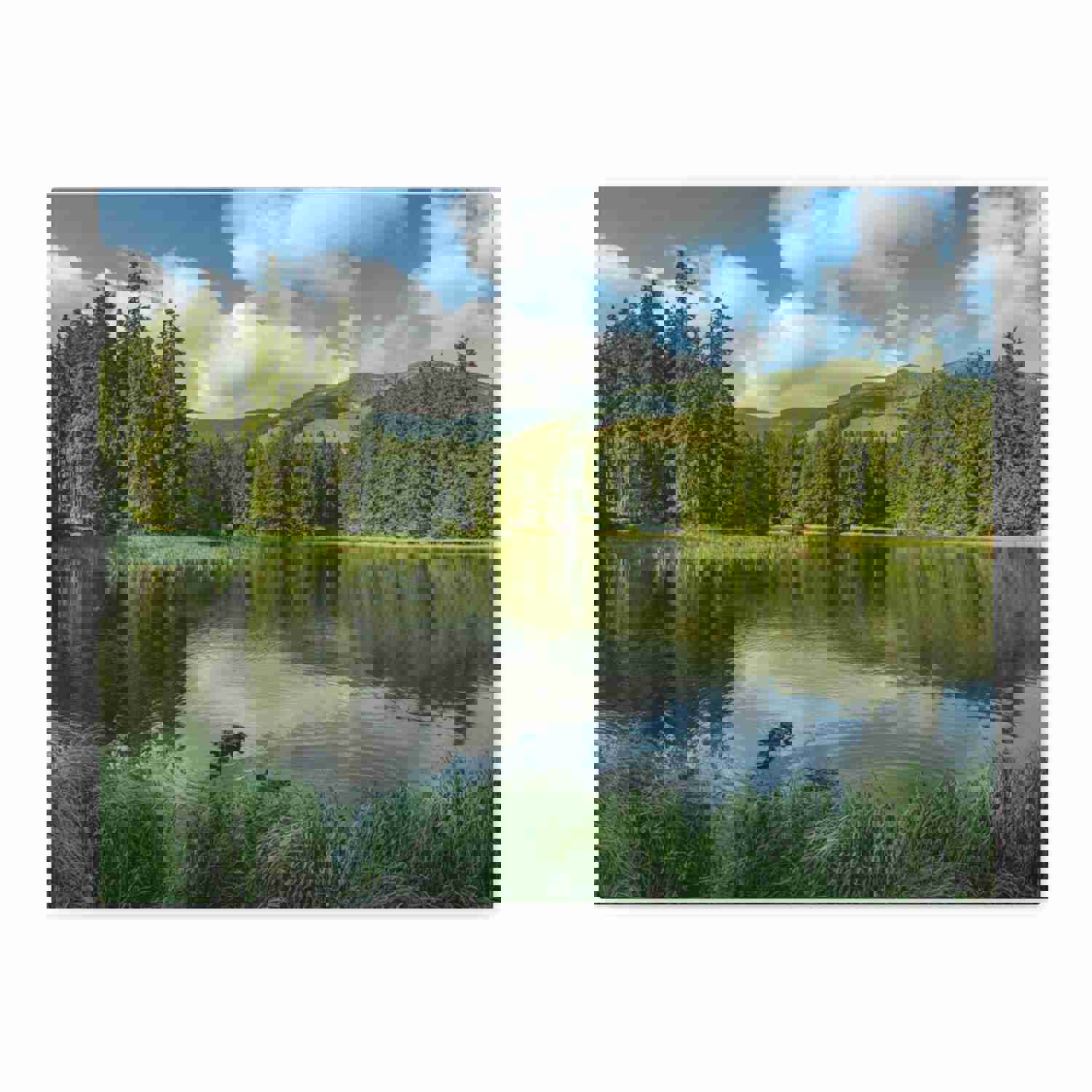 Lake Reflection Green Forest Nature Wilderness Photography Canvas Wall Art