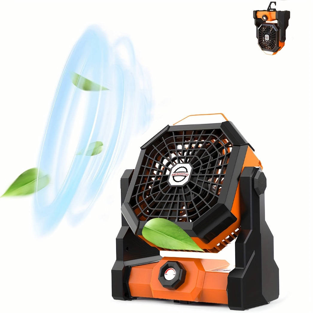 1pc Rechargeable Camping Fan With LED Lantern - Portable USB Table Fan For Tent, Travel, And Outdoor Activities