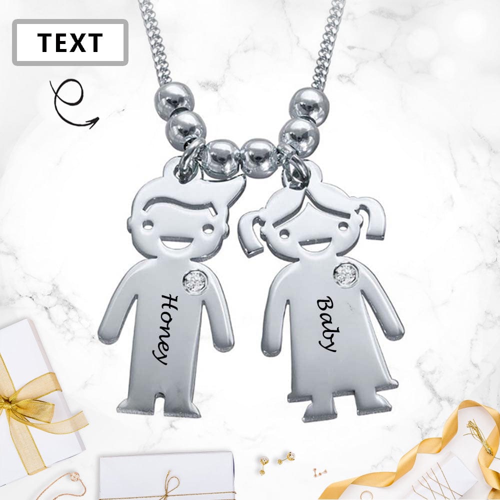 Custom Text Couple Doll Necklace Personalized Silver Name Necklace Jewelry