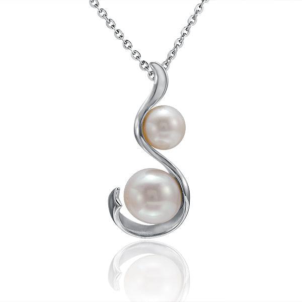 Pearl Ribbon Pendant - 925 Sterling Silver with Akoya, Freshwater & Tahitian Pearl
