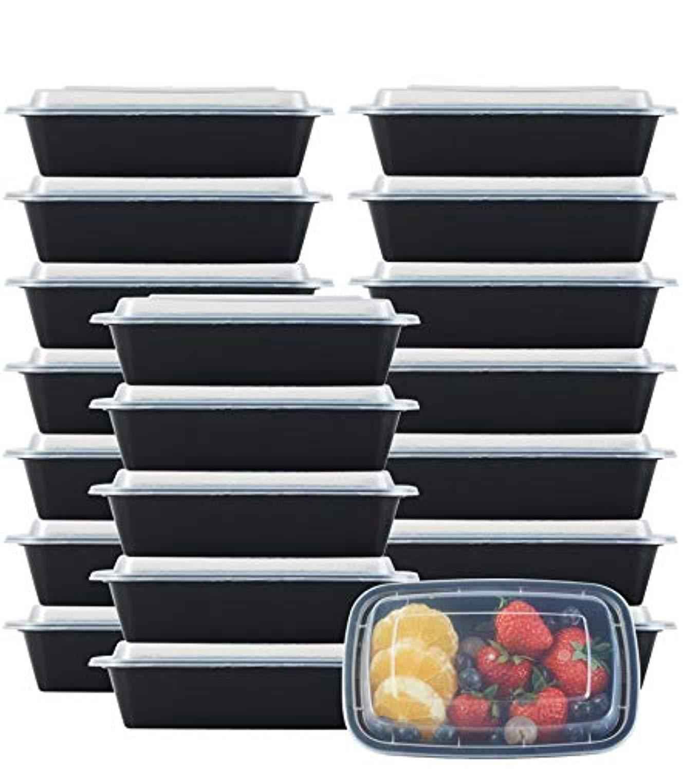 NutriBox [20 Value Pack] - 20 OZ BPA Free Meal Prep Containers with Lids