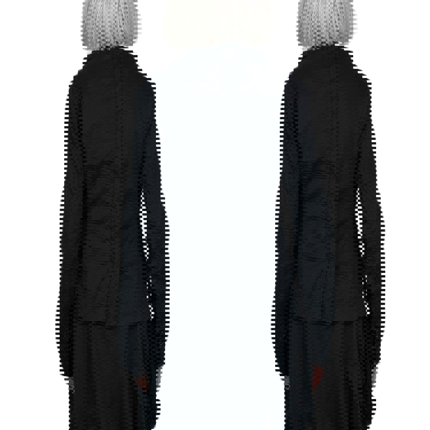 Long Sleeve Collarless Button Front Jacket