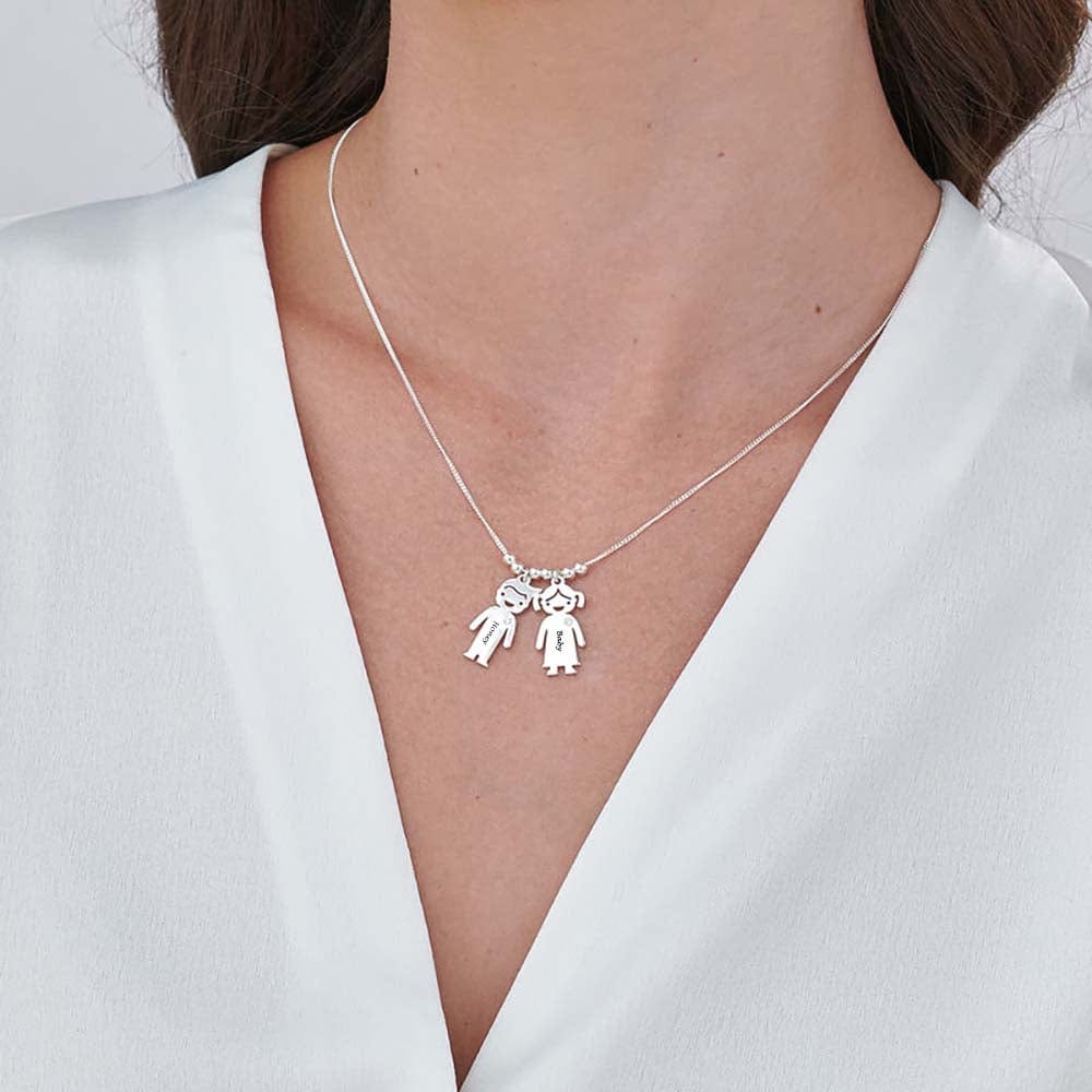 Custom Text Couple Doll Necklace Personalized Silver Name Necklace Jewelry