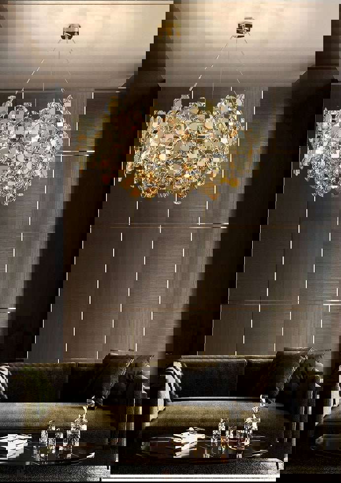 MIRODEMI® Gold Rectangular Crystal LED Chandelier - Modern Luxury Lighting for Living Room & Kitchen Island