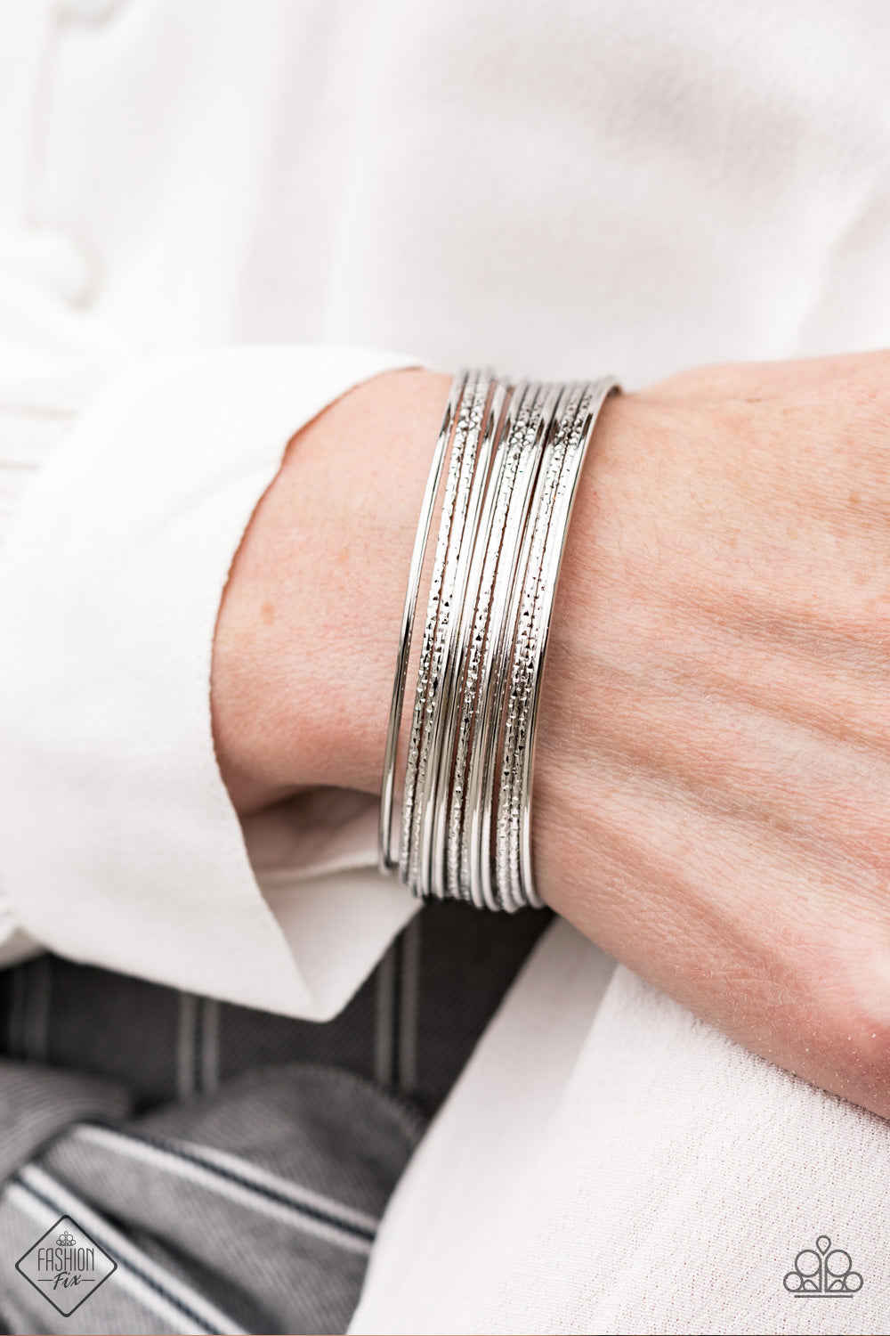 Paparazzi Endlessly Empress - Silver Stacked Bangles - Cuff Bracelet