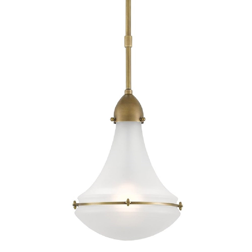 Profile Pendant Light - Brass/Antique Brass Finish with Opaque Blown Glass