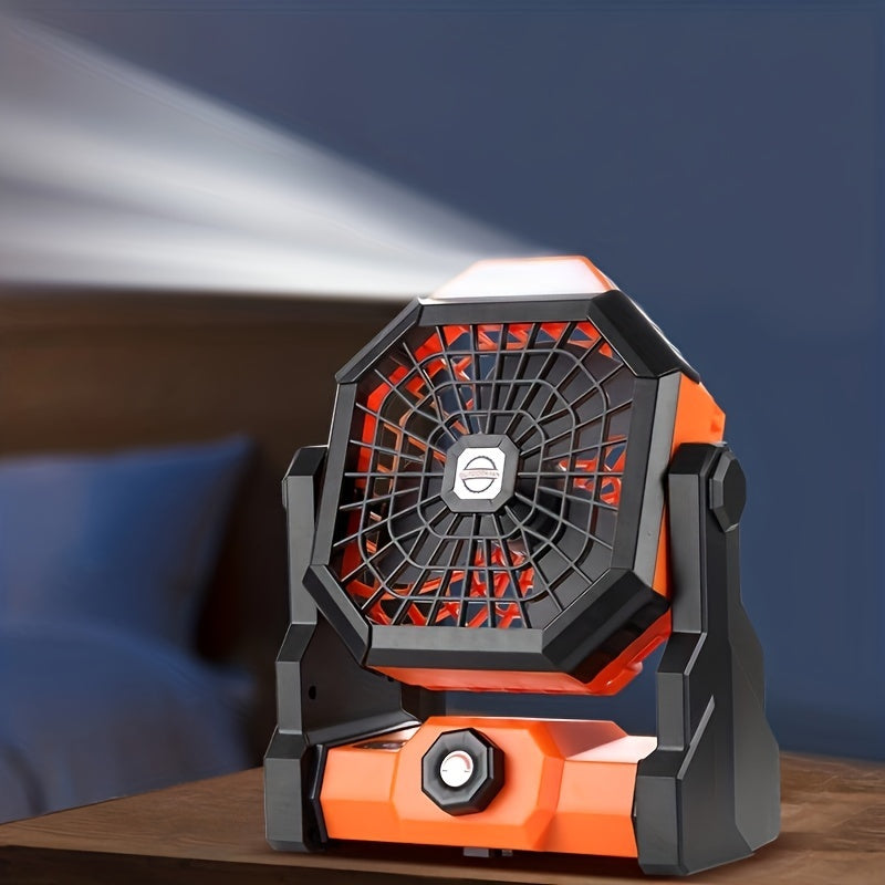 1pc Rechargeable Camping Fan With LED Lantern - Portable USB Table Fan For Tent, Travel, And Outdoor Activities