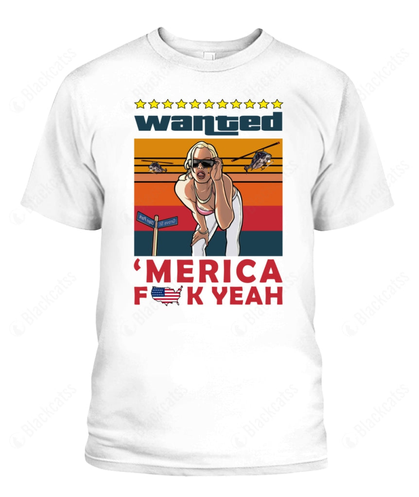 San Andrea Wanted Merica Fuc Yeah Custom Graphic Apparel