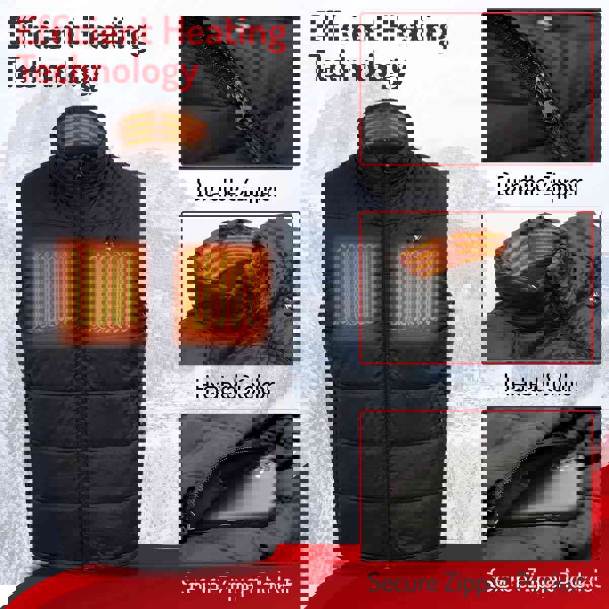 Nexgen Heat NXM3301SET Men's Heated Puffer Vest for Outdoor Activities with Rechargeable Battery