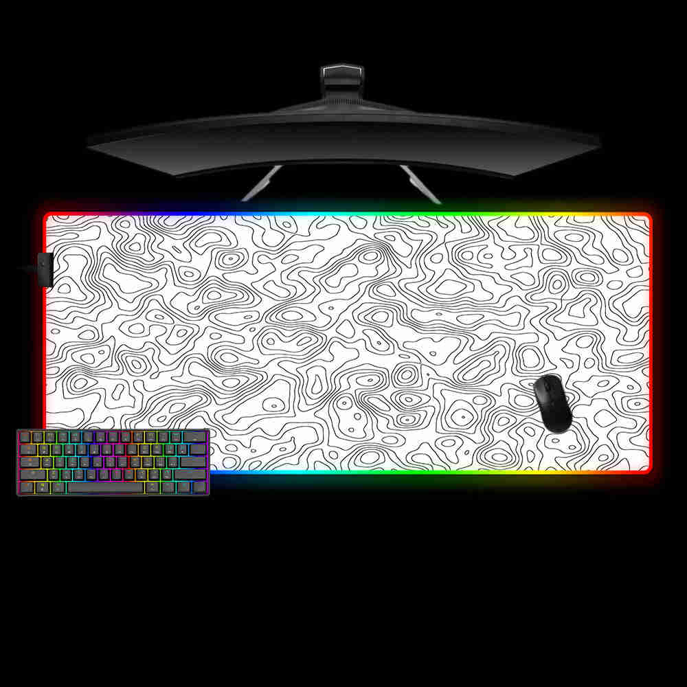 Abstract Terrain Design RGB Gaming Mouse Pad with LED Strip for Enhanced Gaming Experience