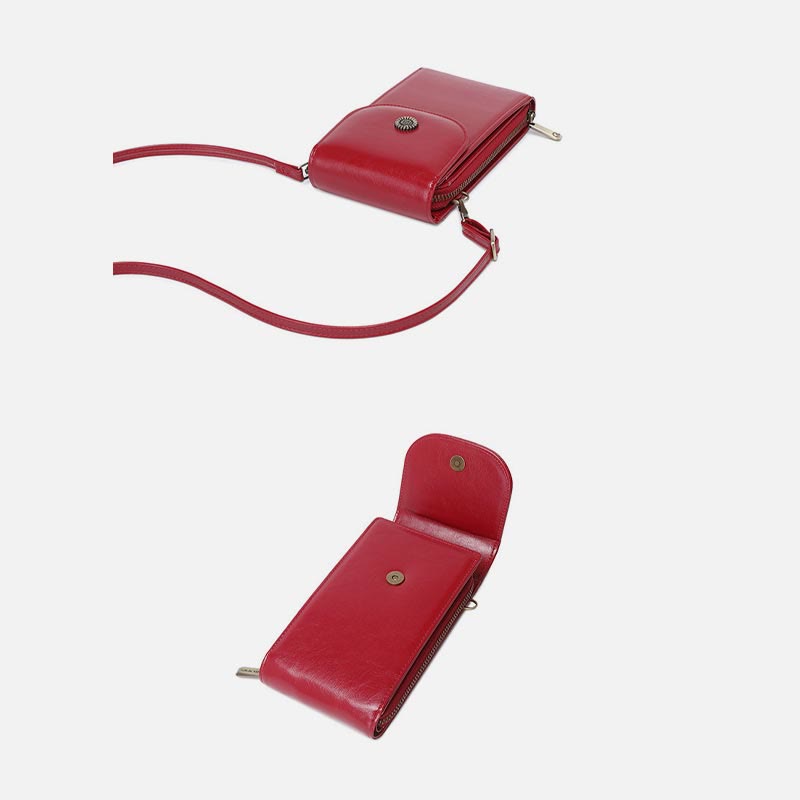Large Capacity Genuine Leather Crossbody Phone Bag for Women